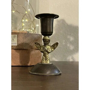 Vintage Brass Angel Praying Christmas Decorating Candle Stick‎ Holder